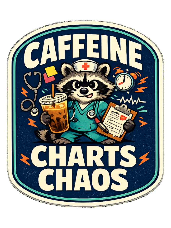Caffeine Charts Chaos Tee — nurse t-shirt design by Hank