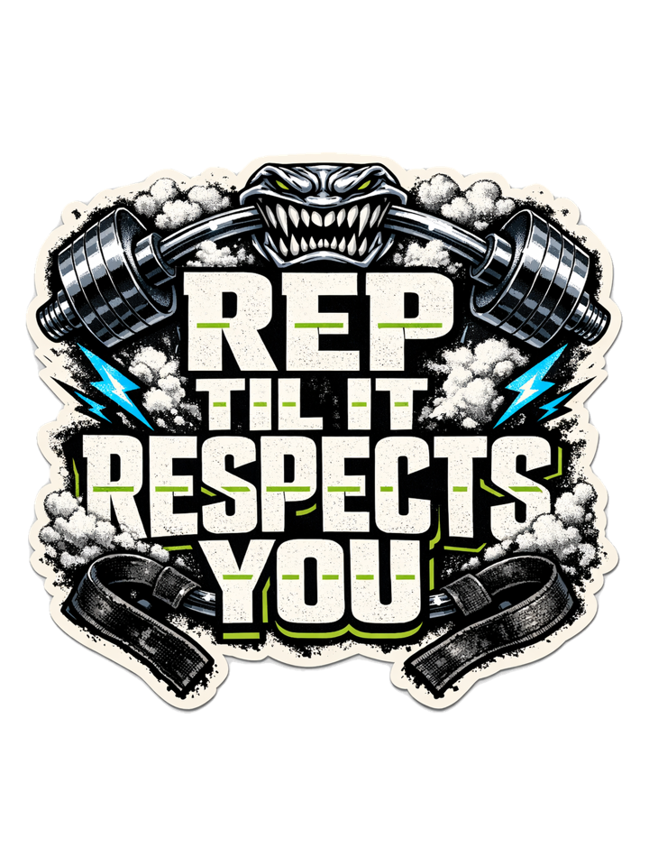 Rep Til It Respects You Tee — gym & lifting t-shirt design by Reggie