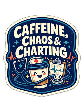 Caffeine, Chaos & Charting Tee — art by hank