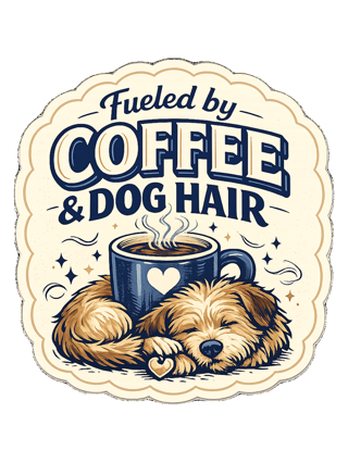 Fueled By Coffee & Dog Hair Tee — art by june