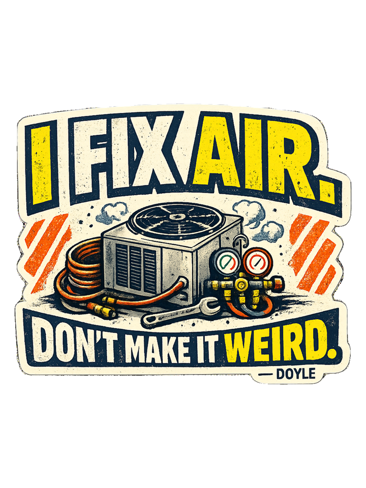 A gritty workwear HVAC tee for the tech everyone calls when the air gets weird. — hvactech t-shirt design by Hank