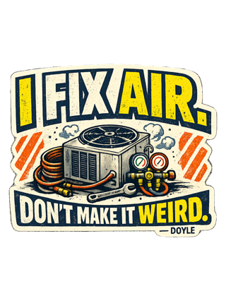 A gritty workwear HVAC tee for the tech everyone calls when the air gets weird. — art by hank