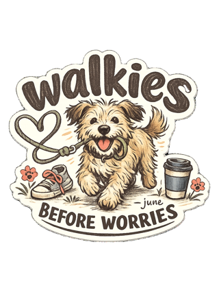Walkies Before Worries Tee — art by june