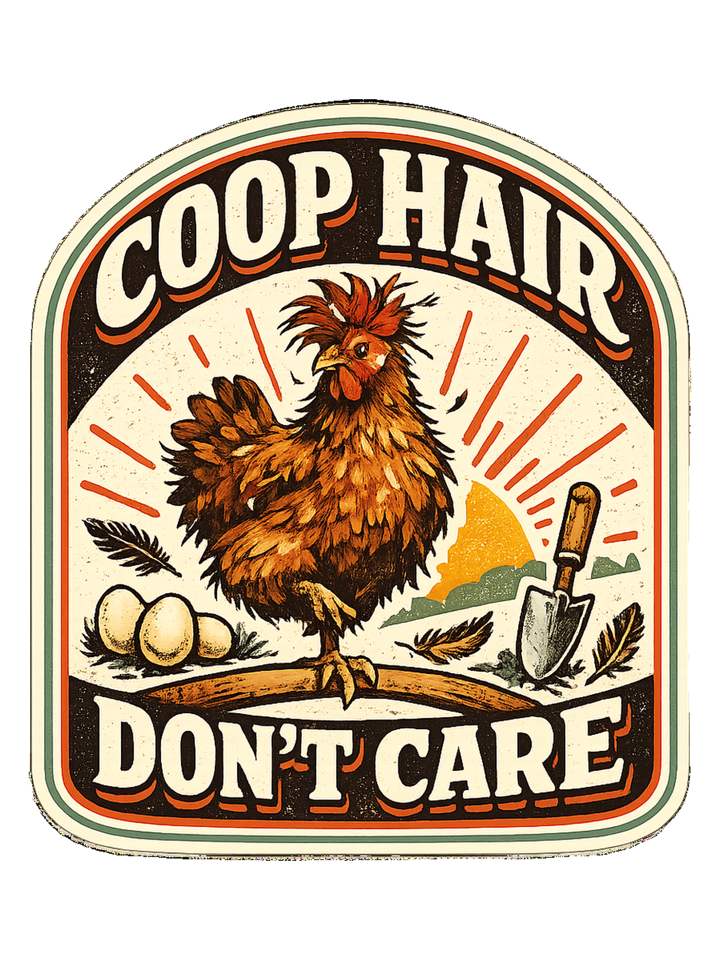 Coop Hair Don't Care Tee — backyard chicken t-shirt design by June