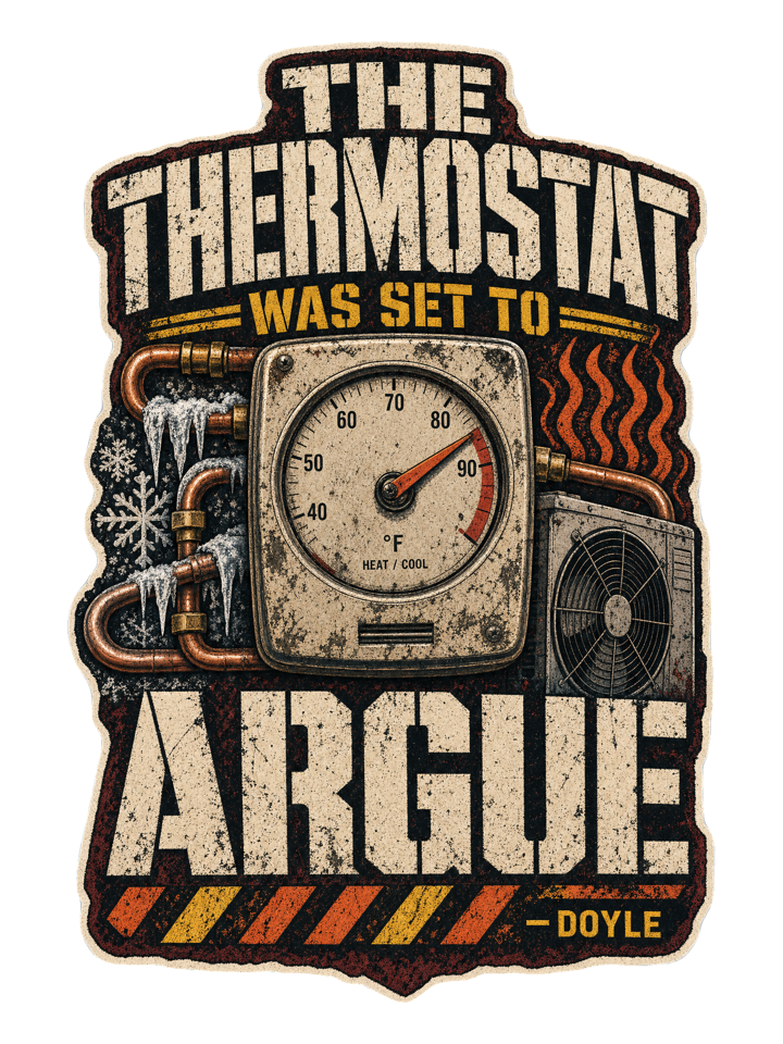 The Thermostat Was Set To Argue Tee — hvactech t-shirt design by Hank