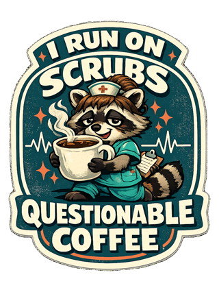 I Run On Scrubs & Questionable Coffee Tee — art by hank