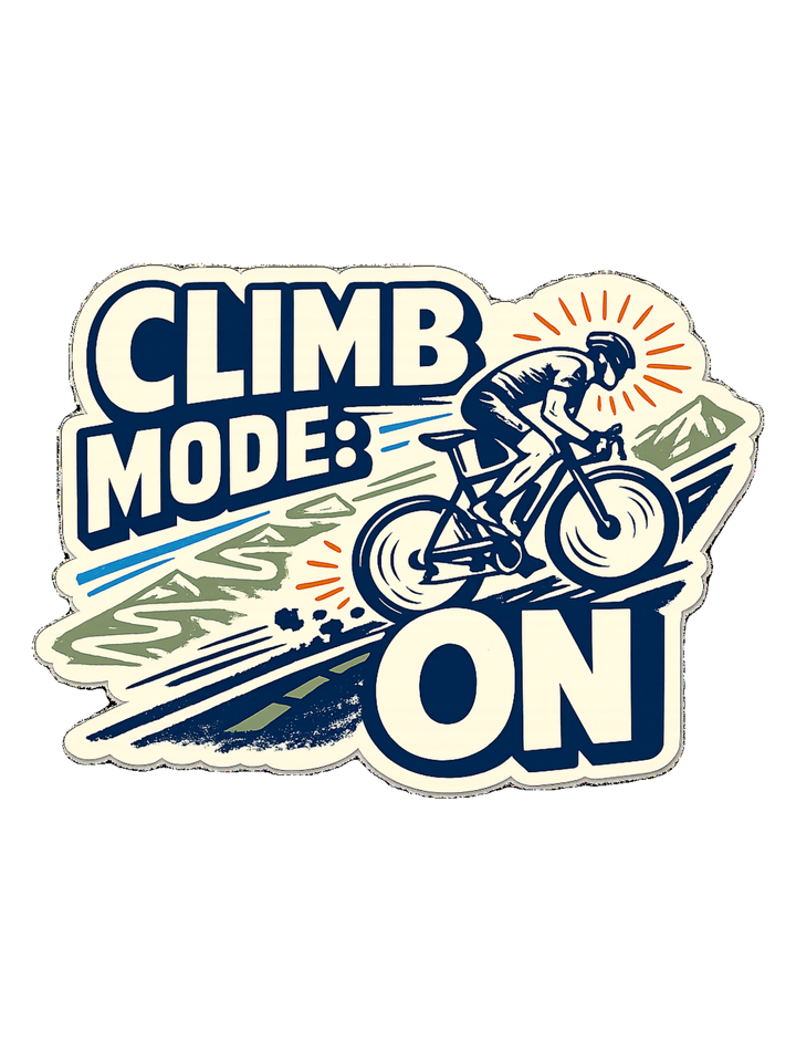 Climb Mode: On Tee — cycling t-shirt design by Reggie