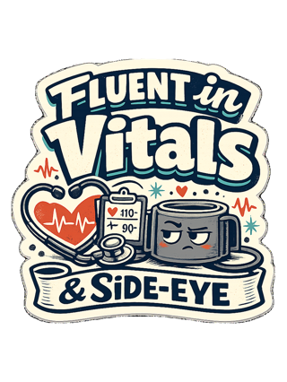 Fluent In Vitals & Side-eye Tee — art by hank