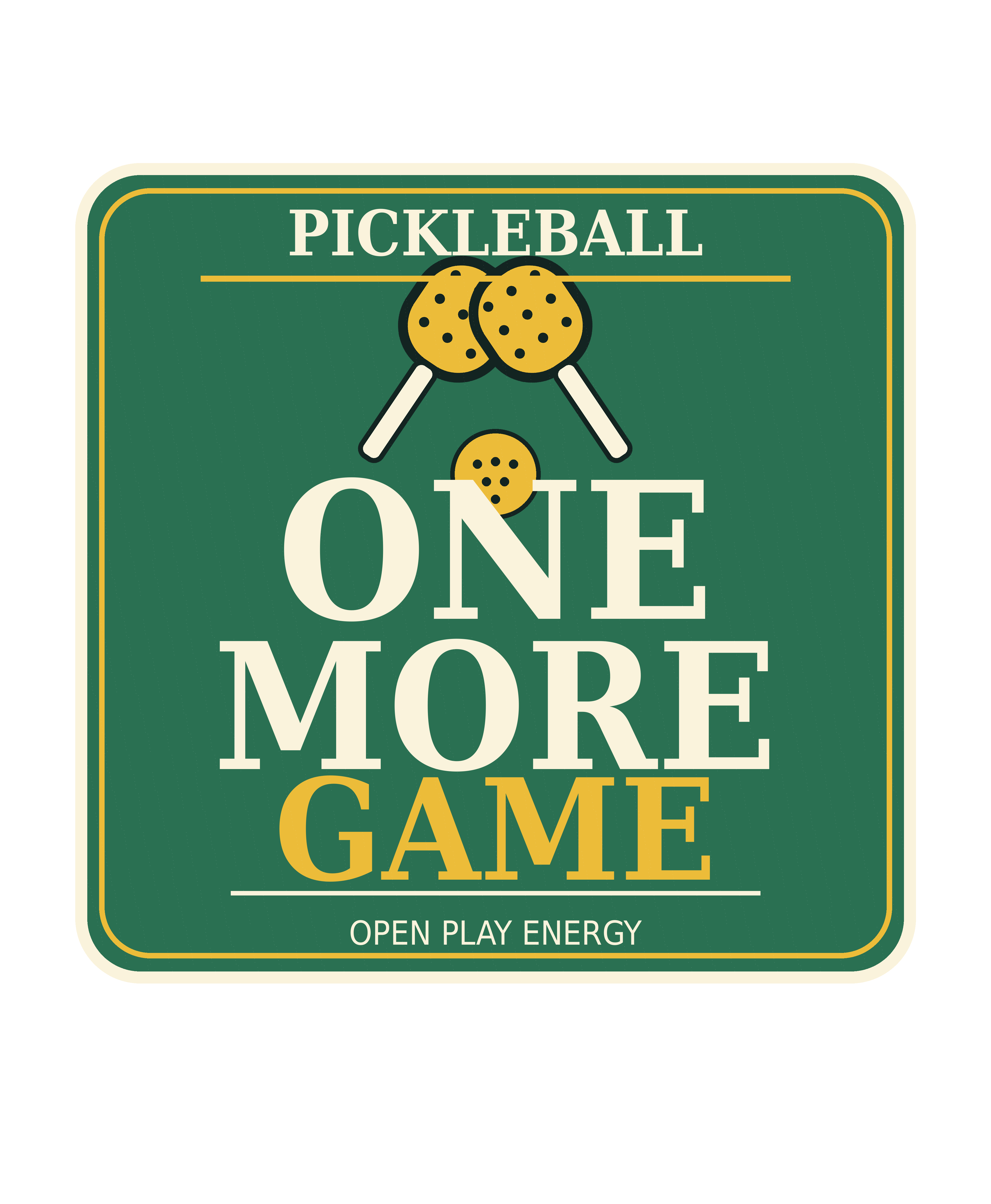 One More Game Oversized Pickleball Tee original artwork