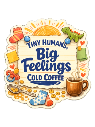 Tiny Humans, Big Feelings, Cold Coffee Tee — art by june