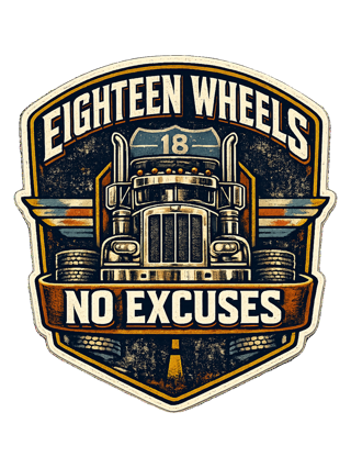 Eighteen Wheels No Excuses Tee — art by hank