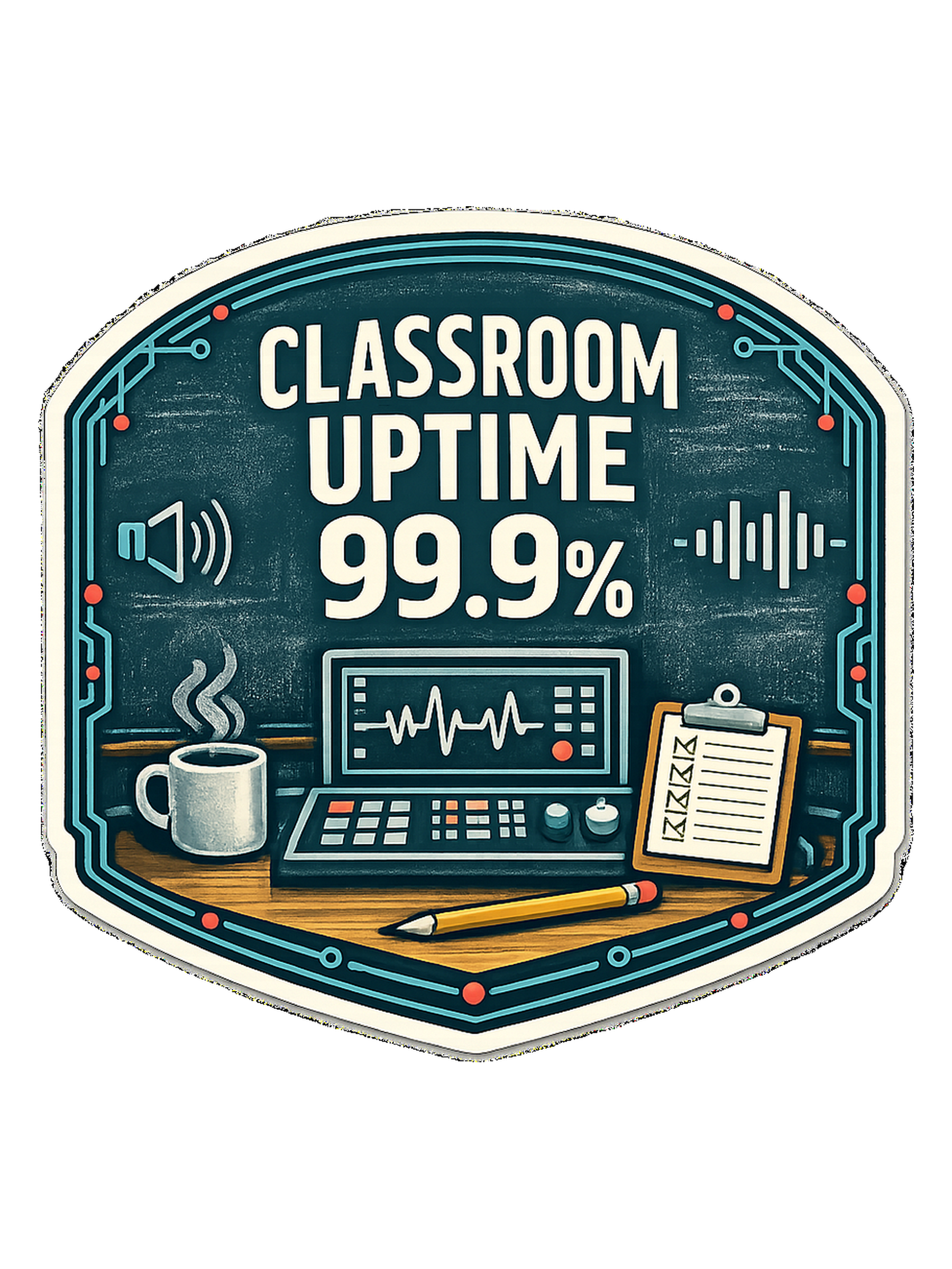 Classroom Uptime 99.9% Tee original artwork