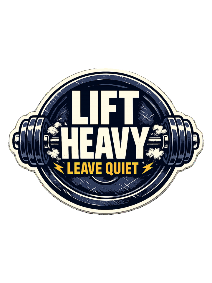 A clean barbell badge tee for lifters who train hard and keep the noise low. — gym & lifting t-shirt design by Reggie