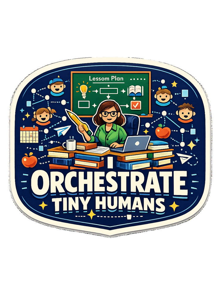 I Orchestrate Tiny Humans Tee — teacher t-shirt design by June