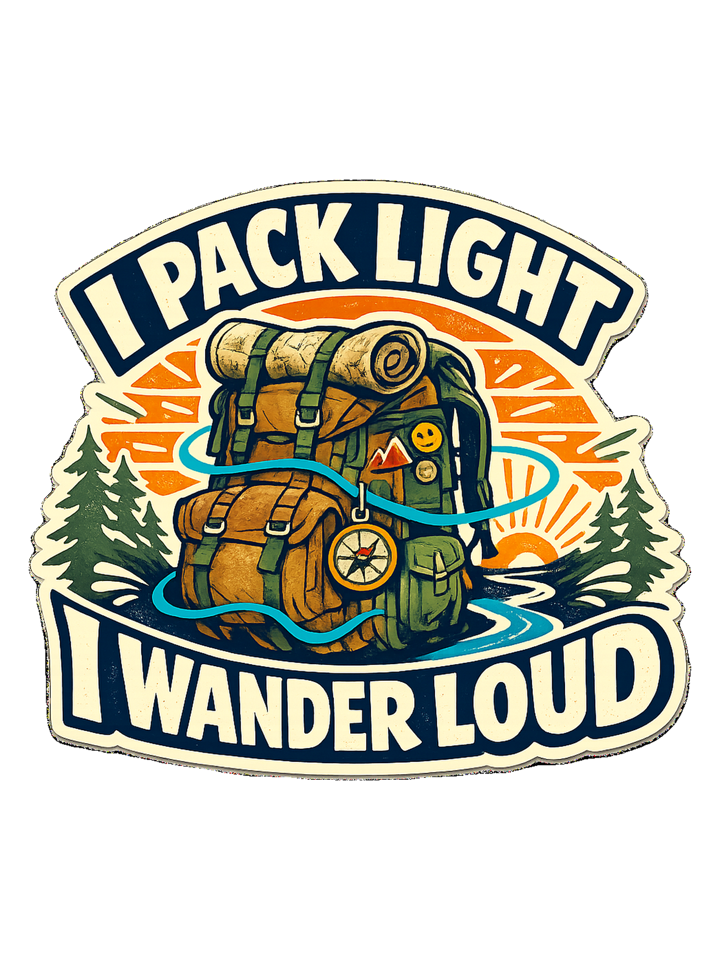 A bold travel wanderer tee for one-bag people who turn every trip into a story. — travel t-shirt design by Reggie