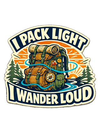 A bold travel wanderer tee for one-bag people who turn every trip into a story. — art by reggie