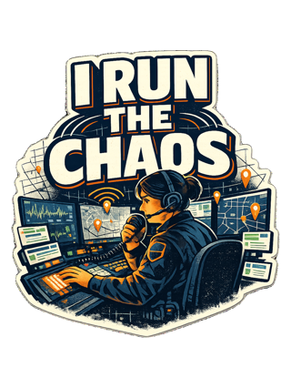 A bold dispatcher shirt for the calm voice running the chaos from the console. — art by hank