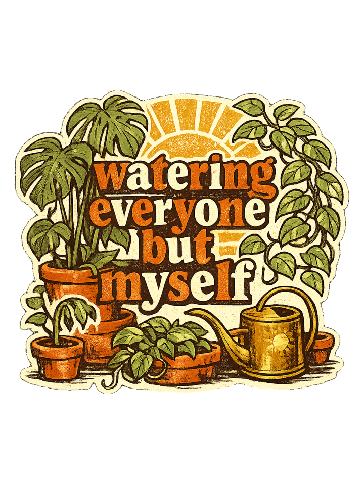 Watering Everyone But Myself Tee — plantmom t-shirt design by Margaux