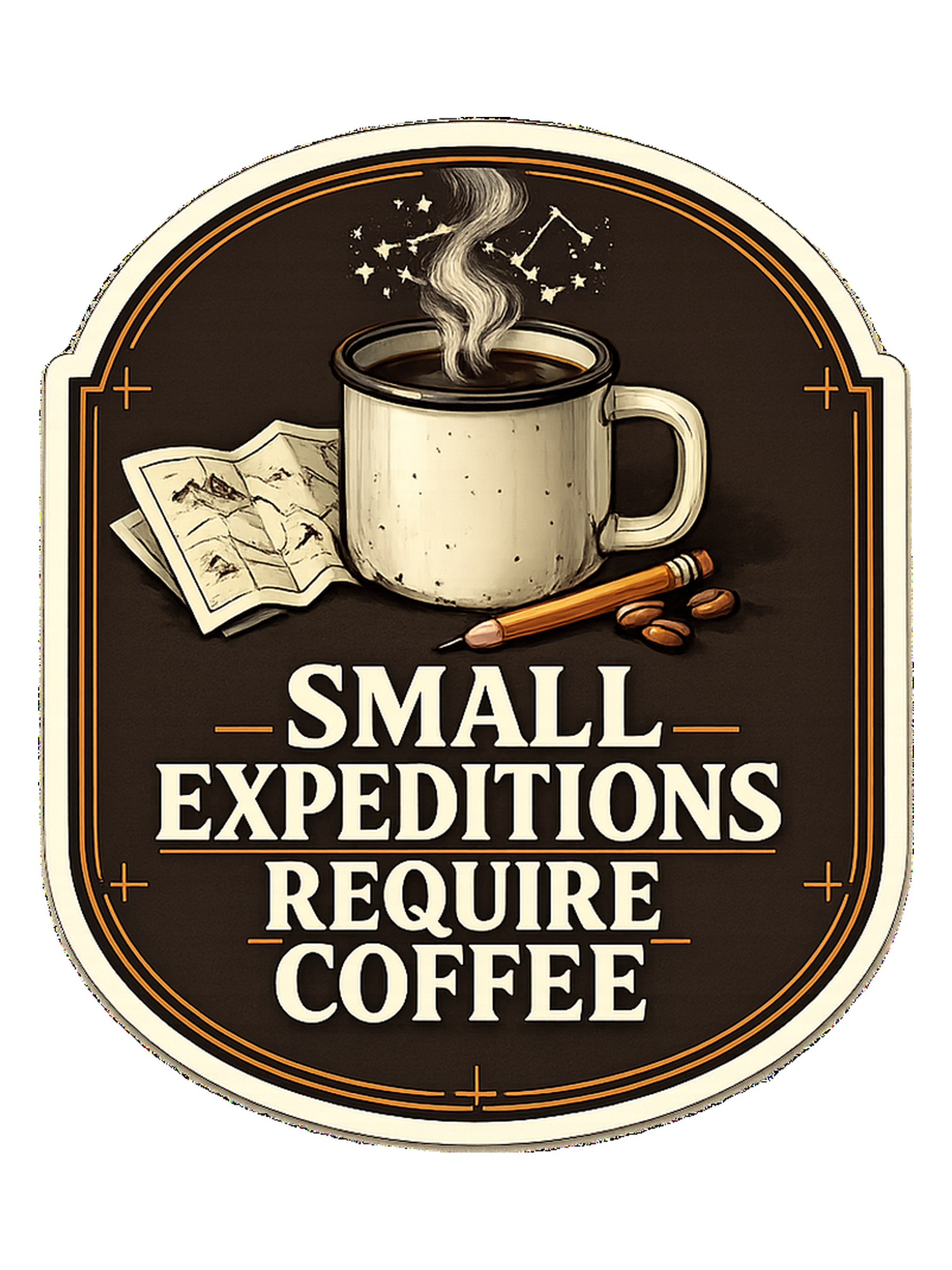 Small Expeditions Require Coffee Tee original artwork