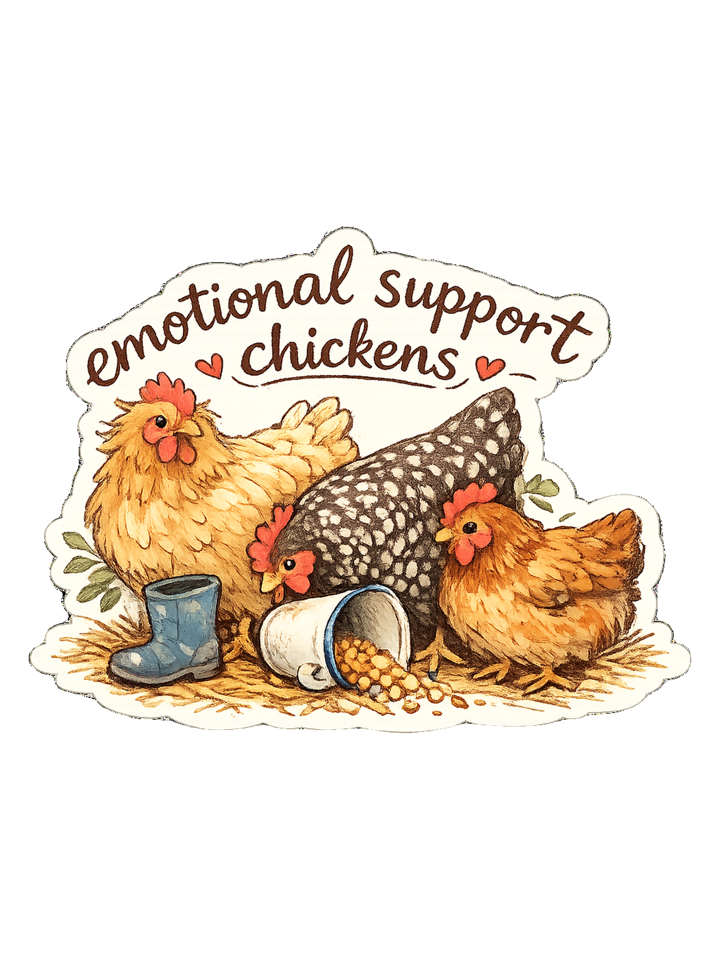 Emotional Support Chickens Tee — backyard chicken t-shirt design by June