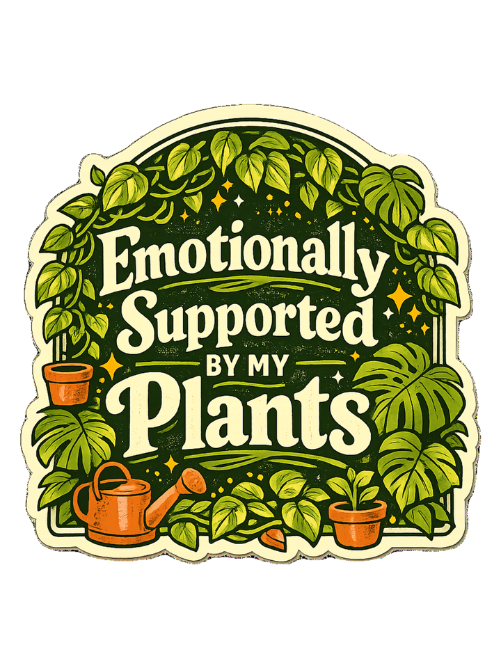 Emotionally Supported By My Plants Tee — plantmom t-shirt design by Margaux