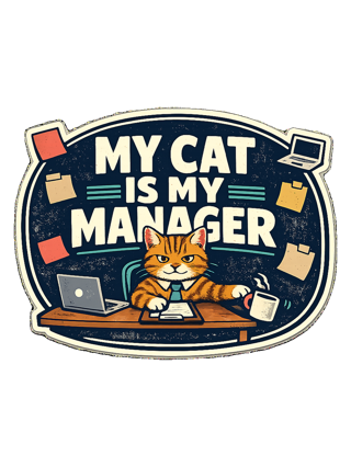A funny cat-parent tee for people whose cat clearly runs the household. — art by margaux