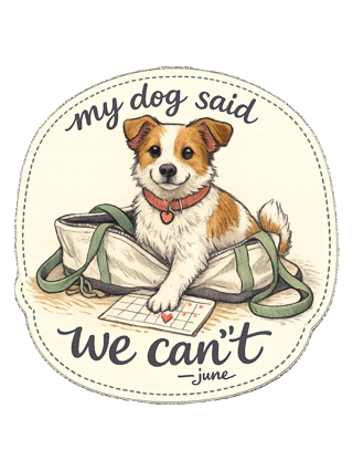 A cozy hand-drawn dog mom tee for anyone whose plans require tiny paw approval. — art by june