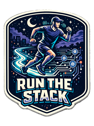 Run The Stack Tee — art by reggie