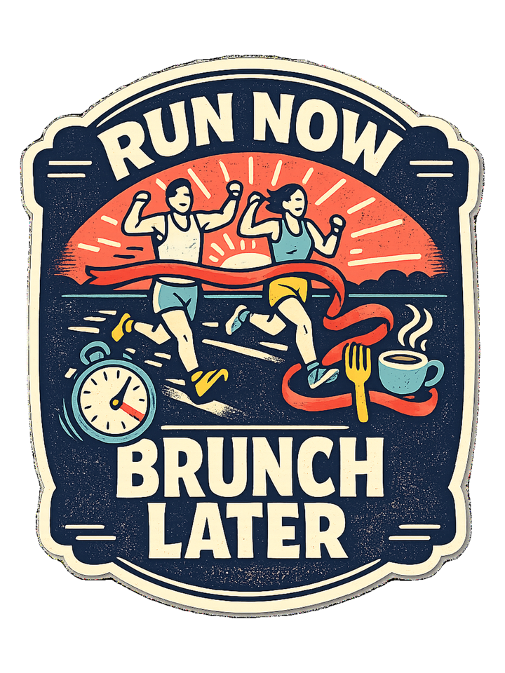 Run Now Brunch Later Tee — running t-shirt design by Reggie