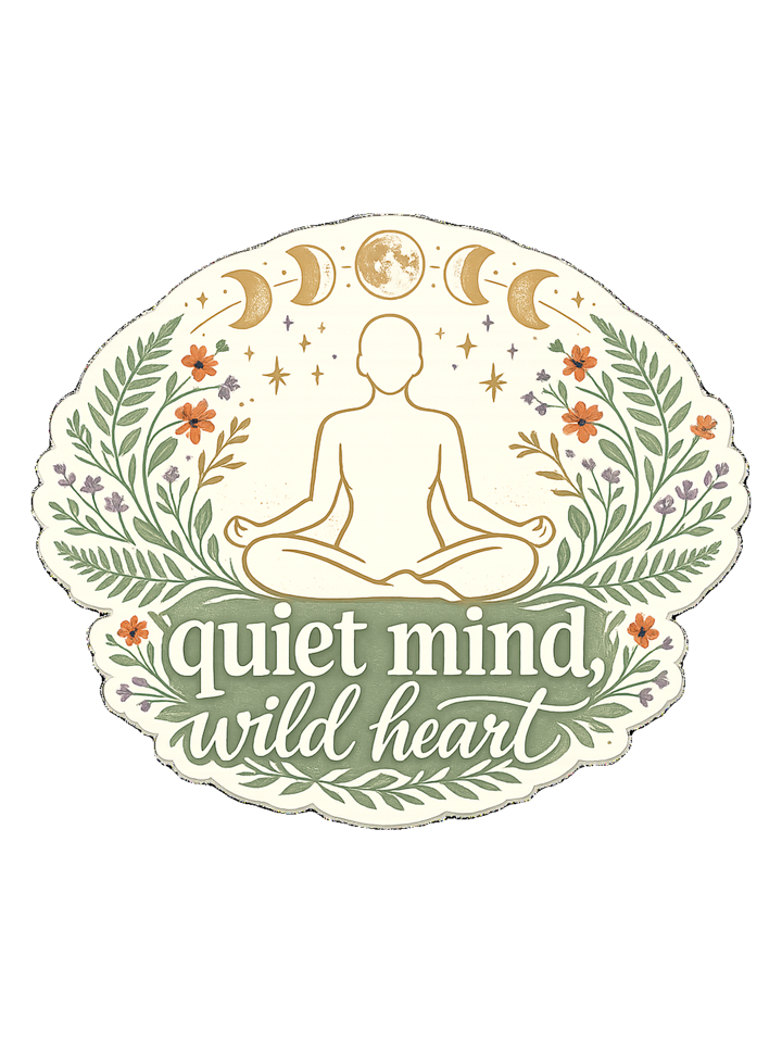 Quiet Mind, Wild Heart Tee — meditation t-shirt design by Margaux