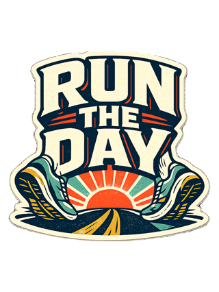 A bold retro running tee for people who start their day with miles and momentum. — art by reggie