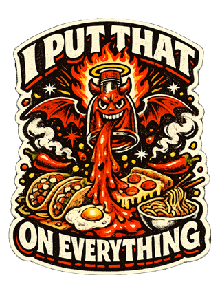 A fiery retro hot-sauce tee for the person who truly puts that on everything. — art by sol