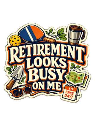 Retirement Looks Busy On Me Tee — art by margaux