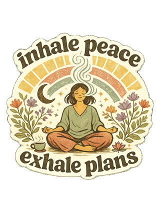 Inhale Peace Exhale Plans Tee — art by margaux
