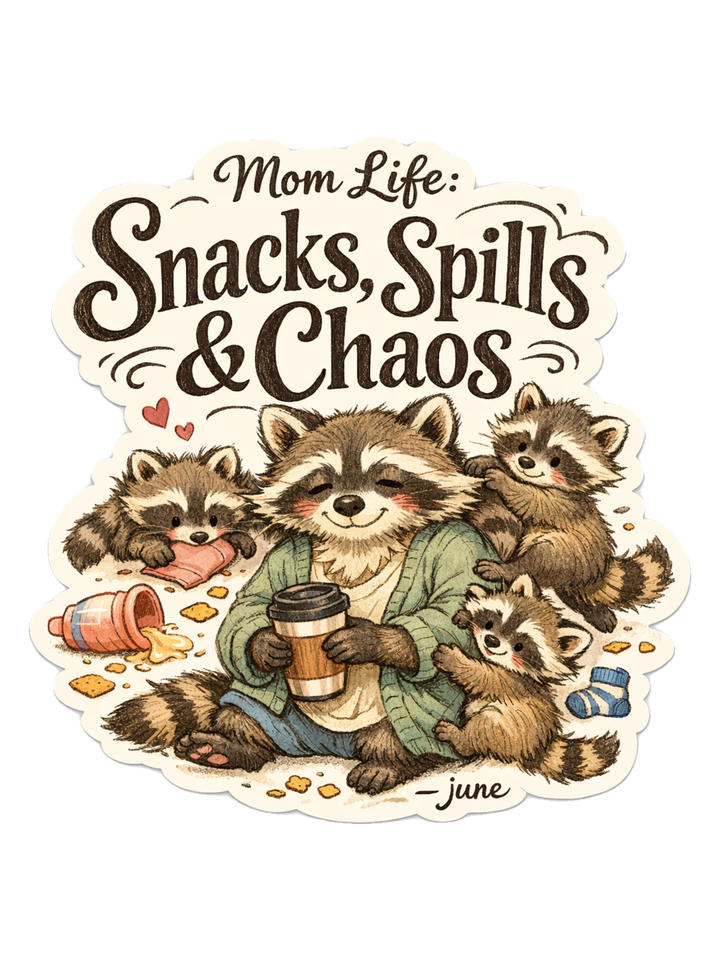 Mom Life: Snacks, Spills & Chaos Tee — momlife t-shirt design by June