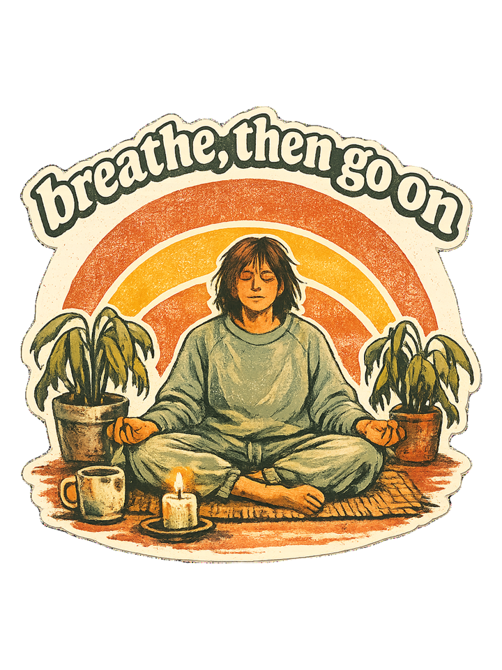 Breathe, Then Go On Tee — meditation t-shirt design by Margaux