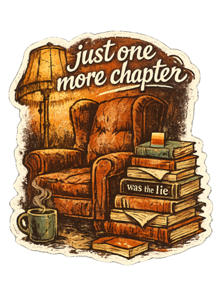 Just One More Chapter Was The Lie Tee — art by margaux