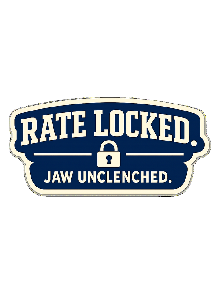 RATE LOCKED. JAW UNCLENCHED. — mortgage t-shirt design by Bazzai Studio
