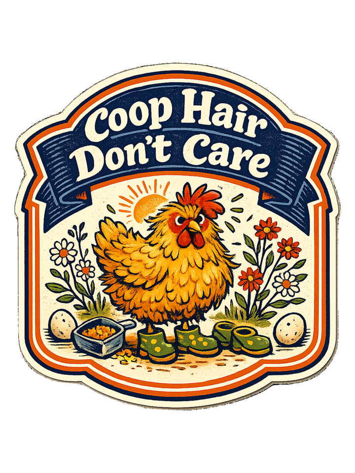 Coop Hair Don't Care Tee — backyard chicken t-shirt design by June