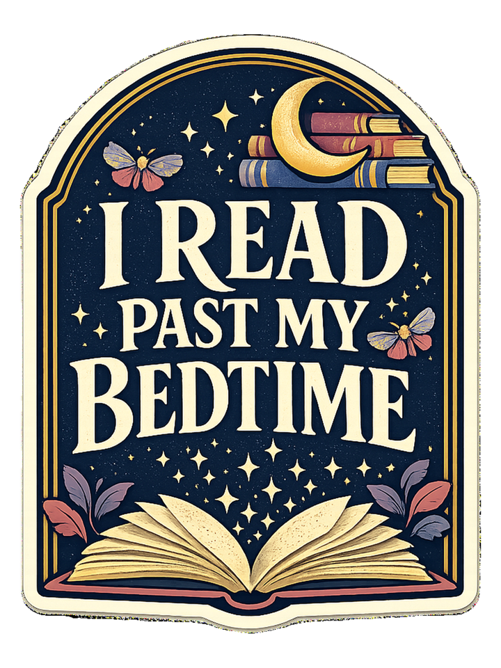 I Read Past My Bedtime Tee — book lover t-shirt design by Margaux