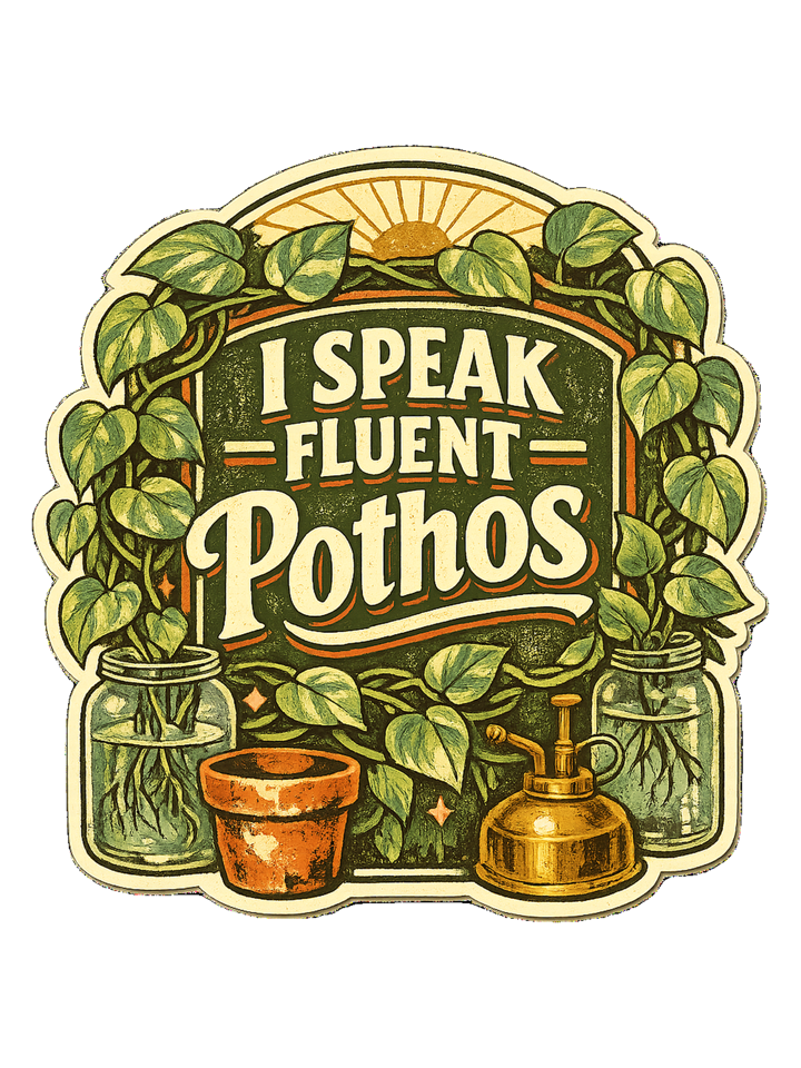 I Speak Fluent Pothos Tee — plantmom t-shirt design by Margaux