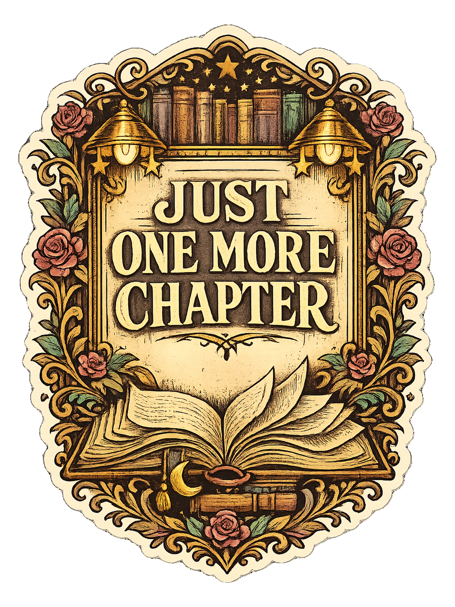 Just One More Chapter Tee original artwork