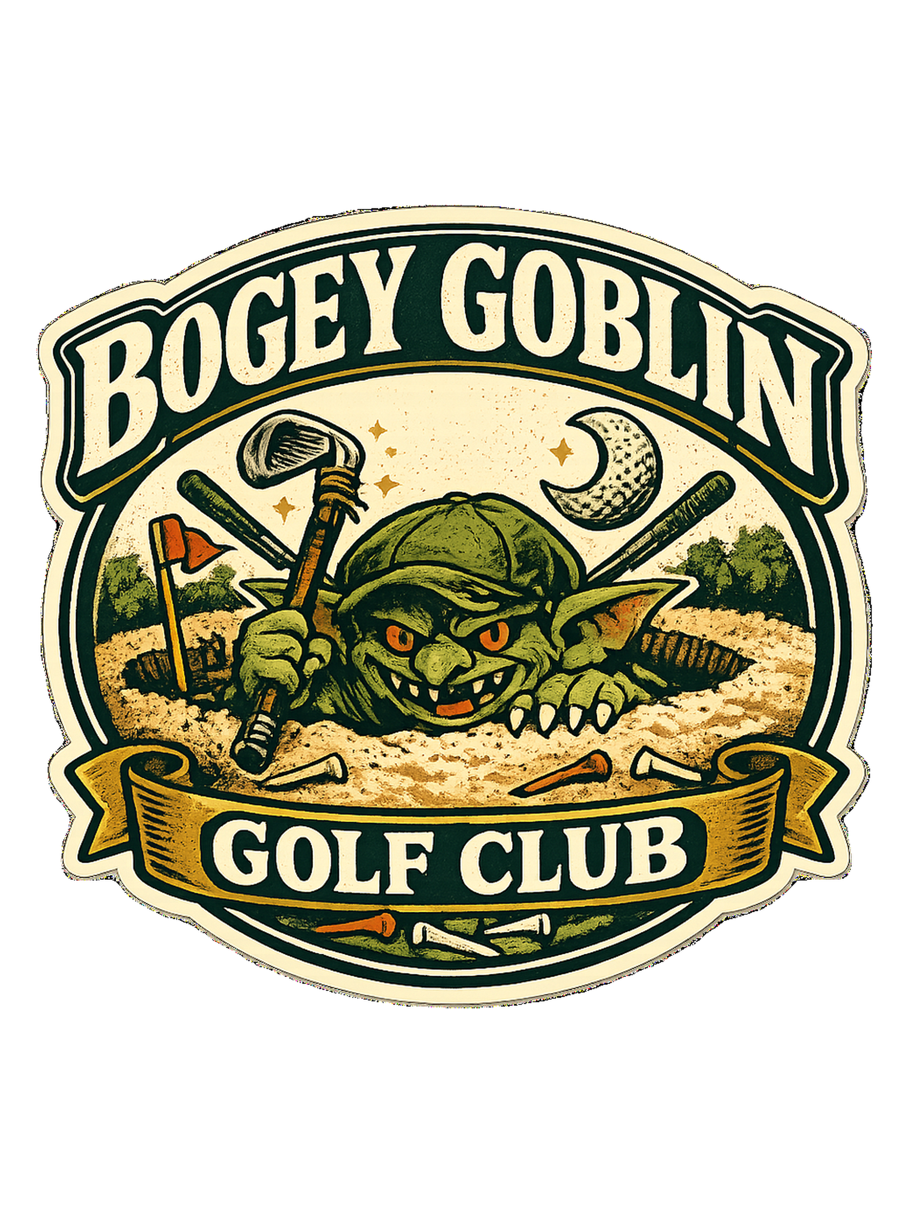 Bogey Goblin Golf Club Tee original artwork