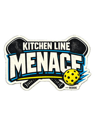 A bold pickleball tee for players who become a menace at the kitchen line. — art by reggie