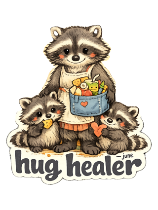 Snack Dealer, Hug Healer Tee — art by june