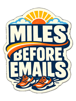 Miles Before Emails Tee — art by reggie