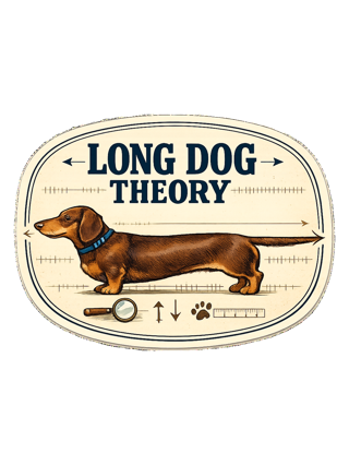 A clever vintage field-note dachshund tee for believers in LONG DOG THEORY. — art by june