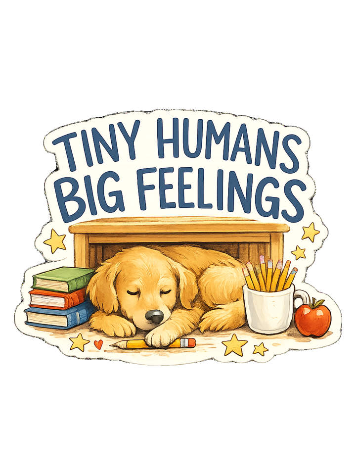 Tiny Humans Big Feelings Tee — teacher t-shirt design by June