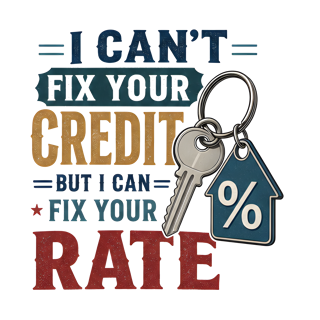 I CAN'T FIX YOUR CREDIT BUT I CAN FIX YOUR RATE — art by Bazzai Studio