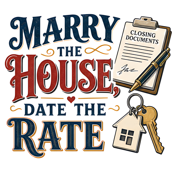 MARRY THE HOUSE, DATE THE RATE — mortgage t-shirt design by Bazzai Studio